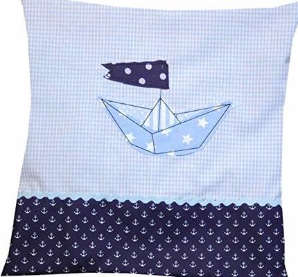 Kissen hellblau 35 x 35 cm Boot mit Namen und Innenkissen Kissen hellblau 35 x 35 cm Boot mit Namen und Innenkissen von C-Fashion-Design