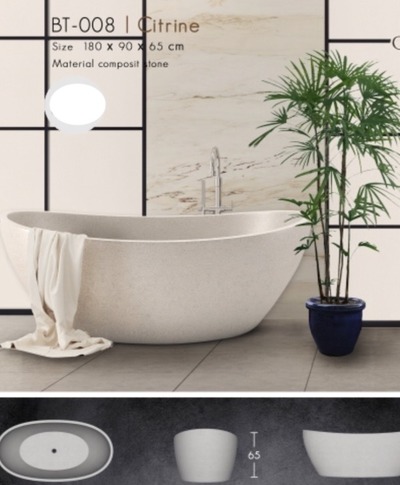 Badewanne Freistehend Wanne Spa Terrazzo Stein Pool Steinwanne Becken Badetopf Badewannen Gartenpool Aussenwanne Sanitär Oval Diese Wanne wird von Hand aus Terrazzo Stein mit Zement gefertigt Sonderzubehör; Überlaufschutz mit Pop Up Preis + 150,- von TARSHOPBALI