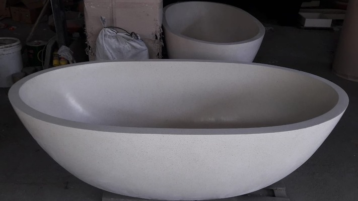 Freistehende Badewanne Terrazzo Steinwanne Becken freistehend Badewannen Stein Wanne bathtub tub von TARSHOPBALI