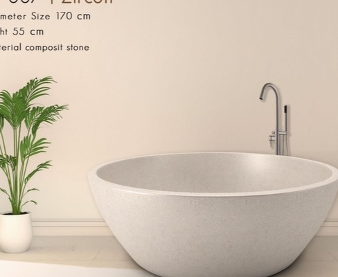 Badewanne Freistehend Wanne Spa Terrazzo Stein Pool Steinwanne Becken Badetopf Badewannen Gartenpool Aussenwanne Sanitär Oval Diese Wanne wird von Hand aus Terrazzo Stein gefertigt Sonderzubehör; Überlaufschutz, Pop Up Preis 150,- Whirlpool auf Anfrage von TARSHOPBALI