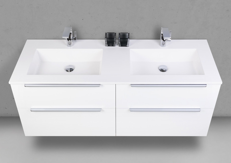 Doppelwaschtisch Evermite 140 cm Badmöbel Set NIZZA, Unterschrank mit Griffleiste Chrom Doppelwaschtisch Evermite 140 cm Badmöbel Set NIZZA, Unterschrank mit Griffleiste Chrom von MADELIVING.de