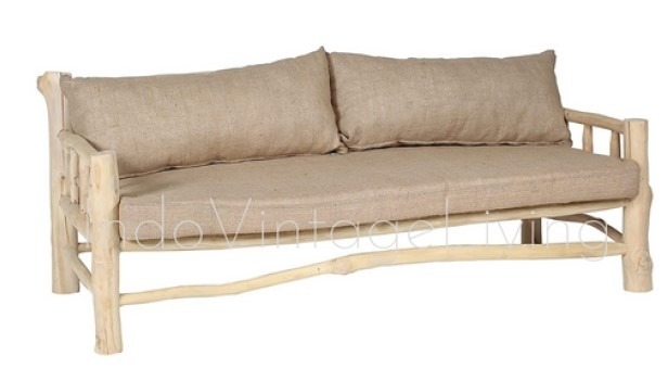 Sofa 2 Seat With Cushion, Teak Sofa, Teak Wood Sofa von Indo Vintage Living