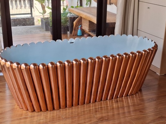 Freistehende Badewanne Kupfer Bad Wanne Kupferbadewanne Doppelwandig Überlaufschutz + Pop up Ventil von TARSHOPBALI