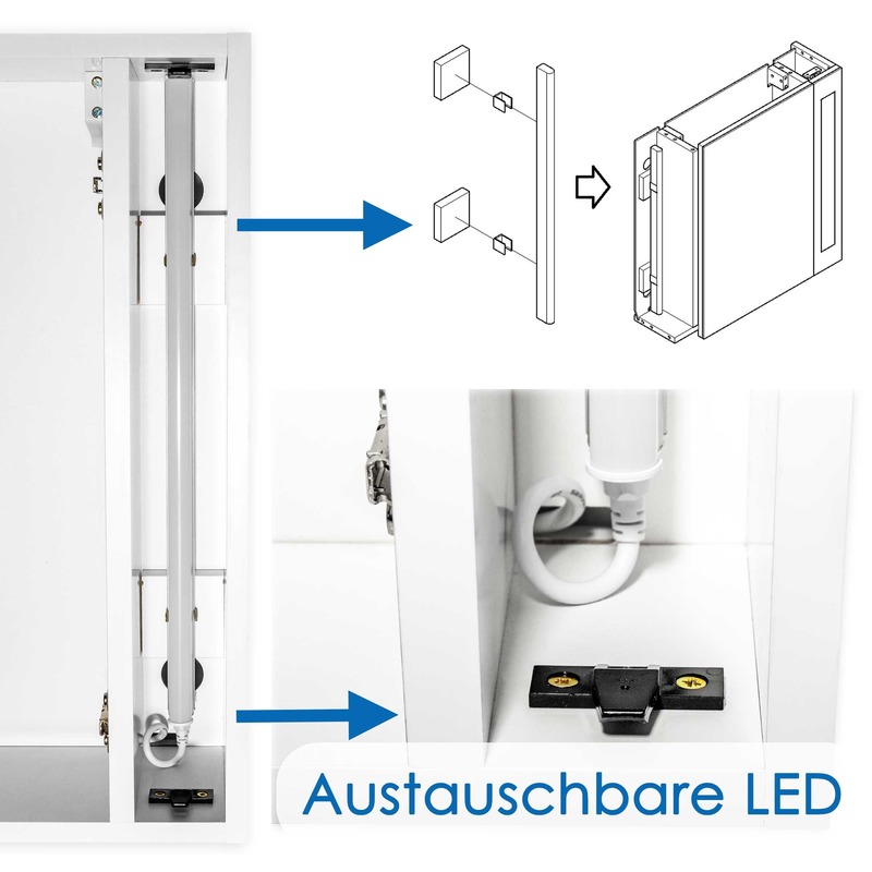 Spiegelschrank mit austauschbarer LED Beleuchtung HAPA Design Venedig 80cm von HAPA Design Shop