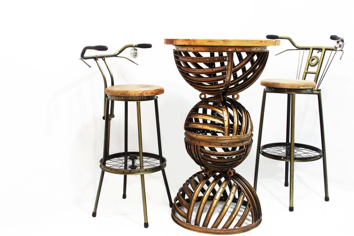 Set Stehtisch mit 2 Bar Stühlen Theke Tisch Barstuhl Anrichte Küchentisch Gartentisch Holztisch Esstisch Bürotisch Design von Hand aus einem Fahrrad und Holz gefertigt Bar table 2 Chairs Counter Table Bar Sideboard High table Garden table Wooden table Set Stehtisch mit 2 Bar Stühlen Theke Tisch Barstuhl Anrichte Küchentisch Gartentisch Holztisch Esstisch Bürotisch Design von Hand aus einem Fahrrad und Holz gefertigt Bar table 2 Chairs Counter Table Bar Sideboard High table Garden table Wooden table von TARSHOPBALI