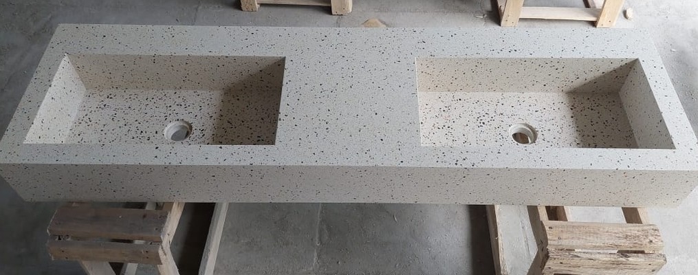 Waschbecken Platte Aufsatzbecken Handwaschbecken Bad Doppelwaschbecken Unterbaubecken Terrazzo Stein Waschbecken Platte Aufsatzbecken Handwaschbecken Bad Doppelwaschbecken Unterbaubecken Terrazzo Stein von TARSHOPBALI