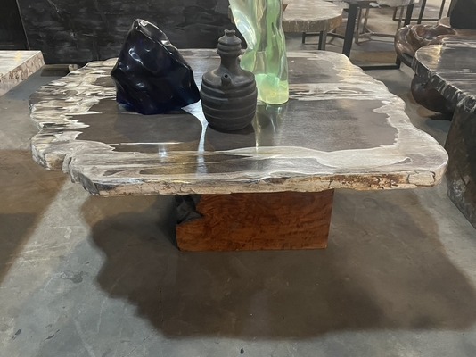Tisch Fossil Esstisch Versteinertes Holz Couchtisch Natur Steintisch Kaffeetisch Wohnzimmertisch von TARSHOPBALI