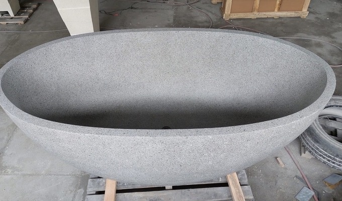 Freistehende Badewanne Terrazzo Stein Resin Bad Wanne freistehend Badewannen Becken bathtub von TARSHOPBALI