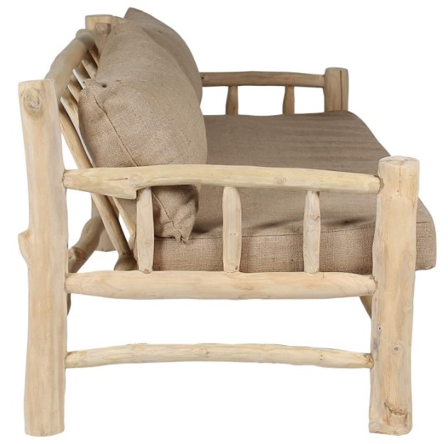 Sofa 2 Seat With Cushion, Teak Sofa, Teak Wood Sofa von Indo Vintage Living