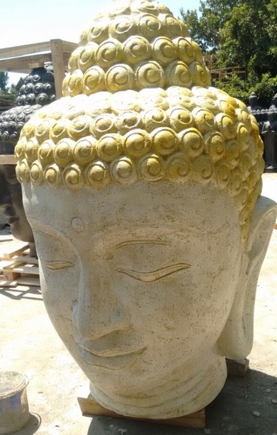 Skulptur Buddha Kopf Steinskulptur Budhakopf Stein Statue Buda Feng Shui Design Garten Dekoration Aus Lava Sand und Zement in Bali von Handgefertigt Sculpture Buddha head stone sculpture Budhakopf stone statue Buda Feng Shui design garden decoration Made von TARSHOPBALI