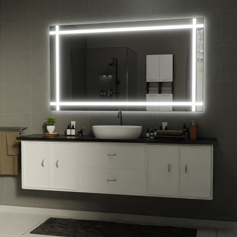 LED Badspiegel rechteckig Barcelona, Beleuchteter Spiegel, Spiegel nach Maß, Badezimmerspiegel mit Beleuchtung, Badspiegel nach Wunschmaß von WOWMÖBEL