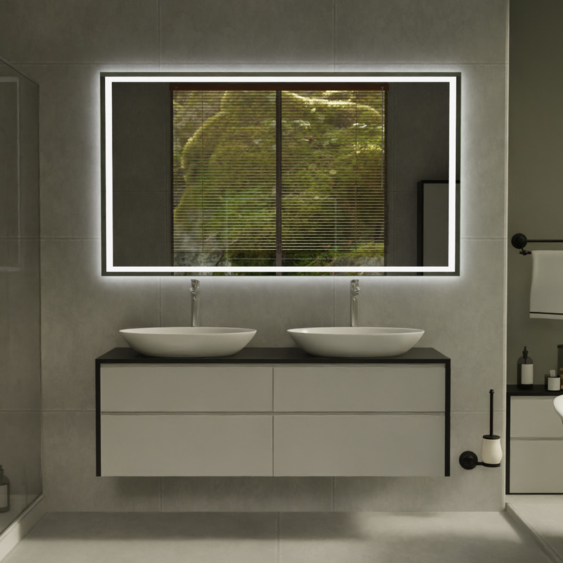 LED Badspiegel rechteckig Kuala Lumpur, Beleuchteter Spiegel, Spiegel nach Maß, Badezimmerspiegel mit Beleuchtung, Badspiegel nach Wunschmaß von WOWMÖBEL