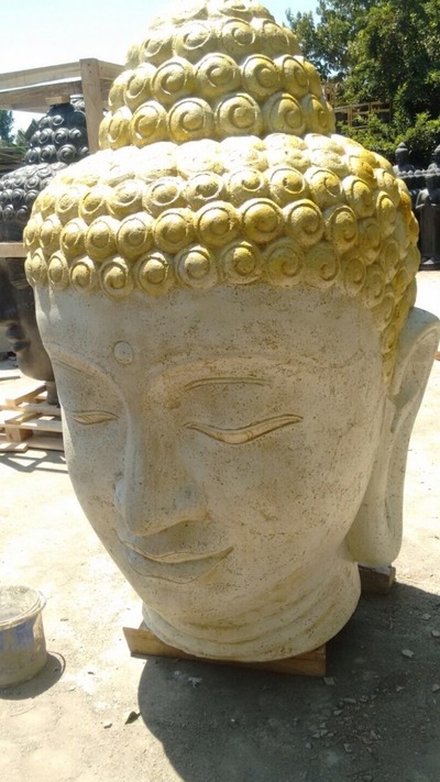 Skulptur Buddha Kopf Steinskulptur Buddhakopf Stein Budha Statue BuddhismusFeng Shui Design Garten Dekoration Aus Lava Sand und Zement in Bali von Hand gefertigt Sculpture Buddha Head Steinskulptur Stone statue Feng Shui Design garden decoration Made of l von TARSHOPBALI