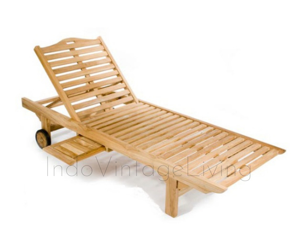 Solid Teak Garden Lounger, Sun Lounger von Indo Vintage Living