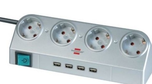 Aufbau Steckdosenleiste 4-fach+USB silber Desktop- Computer Brennstuhl Aufbau Steckdosenleiste 4-fach+USB silber Desktop- Computer Brennstuhl von Lichtidee-de