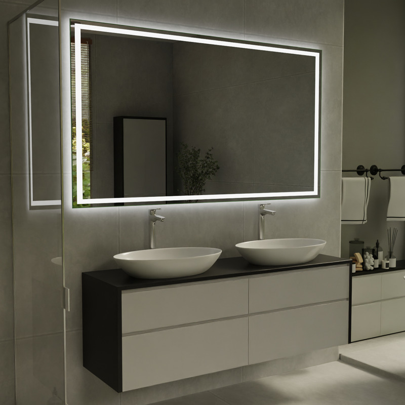 LED Badspiegel rechteckig Kuala Lumpur, Beleuchteter Spiegel, Spiegel nach Maß, Badezimmerspiegel mit Beleuchtung, Badspiegel nach Wunschmaß von WOWMÖBEL