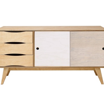 Sideboard DRACO 2 Tür weiß grau von HEDISTONE