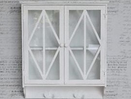 CHIC ANTIQUE° VITRINENSCHRÄNKCHEN °ANTIKWEIß° HÄNGESCHRANK ° SHABBY ° H 61 cm von ArticoloGrande