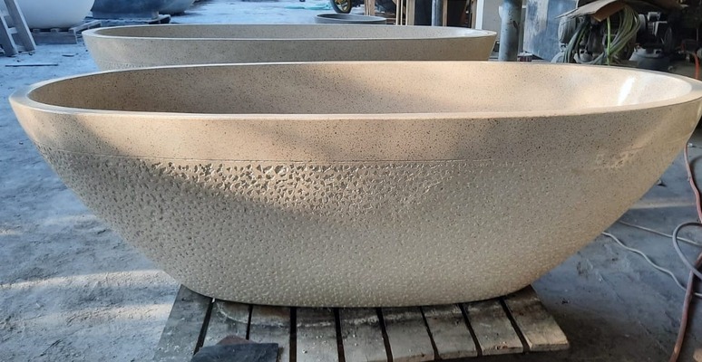 Badewanne Freistehende Terrazzo Stein Bad Wanne Becken Steinwanne Gartenwanne Outdoorbadewanne von TARSHOPBALI