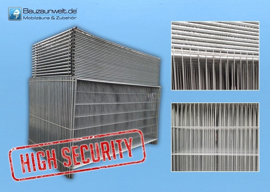 Bauzaun High Security 36er Set inkl. Standfuß und Verbinder von Bauzaunwelt