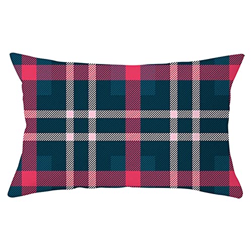 Kissenhülle 30x50cm Baumwoll und Leinen Rot Navy kariert B671 Quadratisch Dekokissen mit Unsichtbarem Reißverschluss Doppelseitig Kissenbezug für Sofa Home Zuhause Dekor,1 Stück von クロスフィールド（Crossfield）