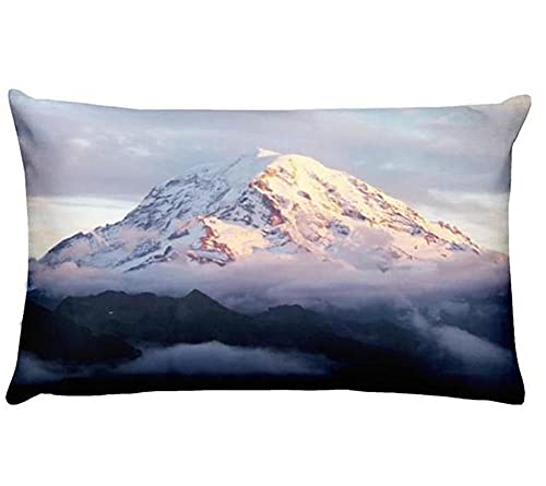 Kissenhülle 30x50cm Baumwoll und Leinen Schnee Berglandschaft B931 Quadratisch Dekokissen mit Unsichtbarem Reißverschluss Doppelseitig Kissenbezug für Sofa Home Zuhause Dekor,1 Stück von クロスフィールド（Crossfield）