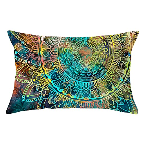 Kissenhülle 50x70cm Baumwoll und Leinen Vintage Blumen mandala A10 Quadratisch Dekokissen mit Unsichtbarem Reißverschluss Doppelseitig Kissenbezug für Sofa Home Zuhause Dekor,1 Stück von クロスフィールド（Crossfield）