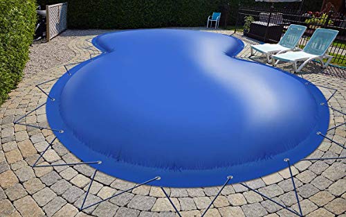 Aufblasbare achtform Poolabdeckung Poolplane aus LKW Plane 680 g/m² (1360g/m²) (4,70m x 3,00m, Blau RAL5002) von ANKO PLANEN