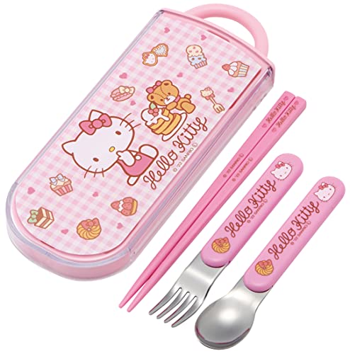 Skater TACC2AG-A Trio Set, Chopsticks, Spoon, Fork, Hello Kitty, Sweets, Sanrio, Kids, antibakteriell, hergestellt in Japan von SKATER