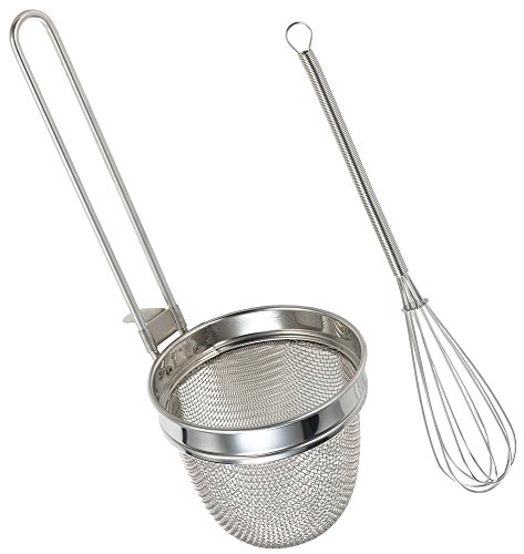 Yoshikawa Misoshi Set, Silber, Lebensmittelstrainer mit Edelstahlsieb und Löffel, Größe: ca. 8,7 x 9,1 cm, Gewicht: ca. 100 g, hergestellt in Japan von ヨシカワ(Yoshikawa)