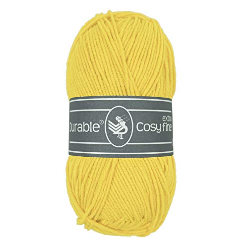 Cosy Extra Fine Wollknäuel | 50g pro Knäuel - Grundpreis 5,90€/100 g | 180 Meter Lauflänge | aus 58% Baumwolle & 42% Polyacryl (2180 - Bright yellow) von Durable