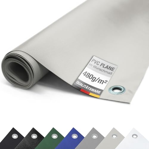 ANKO PLANEN PVC Abdeckplane 480 g/m² - mit 12 mm Ösen, ohne Saum - Schutz-/Abdeckplane für Pool Teich Garten & Terrasse (3m x 17m, Lichtgrau RAL7035) von !