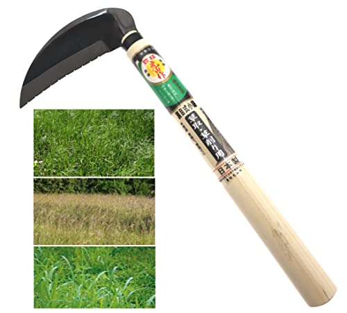 豊稔企販(HOUNEN KIHAN) Japanische Handsichel Klinge Hinterschnitt Stahl SK-5 Unkraut jäten Gartenwerkzeug Gartenarbeit Sichel Hergestellt in Japan von 豊稔企販