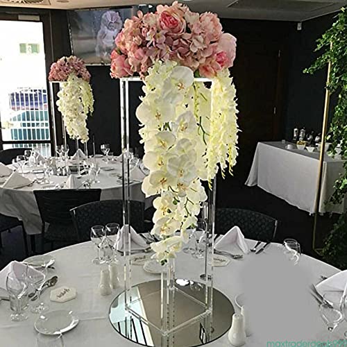 10 Stück Hochzeit Herzstück Tische, Acryl Blumenboden Vase Säule Blumenständer, 60cm Hohe Geometrische Blumenvase, Rechteckige Blumen Display Rack für Zuhause Party Hochzeit von 通用
