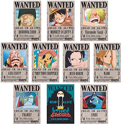 通用 10 Stück Anime-Poster, Luffy 1,5 Milliarden, Zoro 320 Millionen, 28,5 x 19,5 cm, Wohnzimmer Dekoration 通用 10 Stück Anime-Poster, Luffy 1,5 Milliarden, Zoro 320 Millionen, 28,5 x 19,5 cm, Wohnzimmer Dekoration von 通用