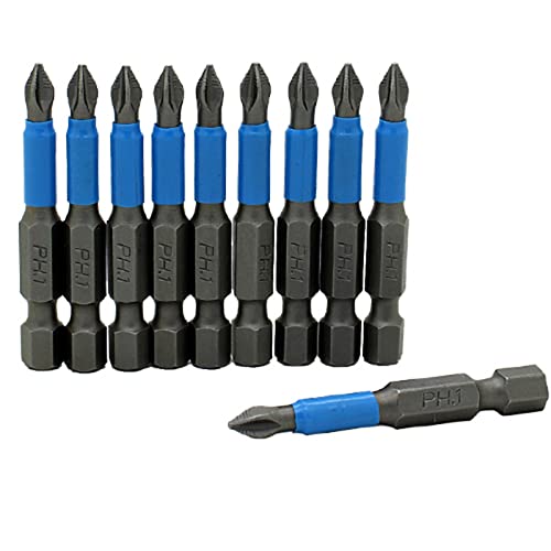 10 x rutschfeste Schraubendreher-Bit-Set, 1/4-Zoll-Sechskantschaft, Kreuzschlitz-Antriebs-Bit, magnetisch, Einzelkopf, PH1/PH2/PH3/PZ1/PZ2/PZ3, 50 mm (PH1) von 通用