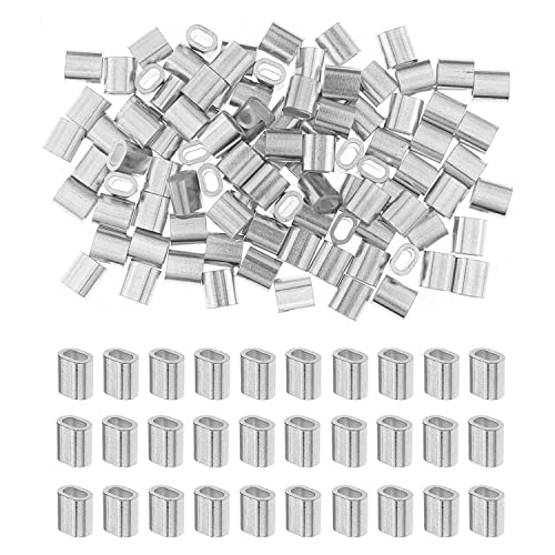 120 Stücke Aluminium Crimpschlaufe 2mm Aluminiumhülsen Alu Klemme Pressklemmen für Stahlseil Drahtseil Kabel von 通用