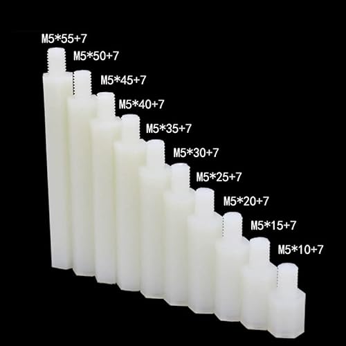 100stk M5 Innen/Aussen Hex Nylon Kunststoff Sechskant Distanzbolzen Abstandsbolzen Abstandhalter mit Mutter spacer Standoff nuts (M5x10) von 通用