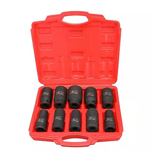10tlg. Vielzahn Schlagschrauber-Nüsse 17-41mm 12-Kant Nüsse 3/4'' Kraft-Steckschlüssel-Einsatz Set, 32*30*8cm 10tlg. Vielzahn Schlagschrauber-Nüsse 17-41mm 12-Kant Nüsse 3/4'' Kraft-Steckschlüssel-Einsatz Set, 32*30*8cm von 通用