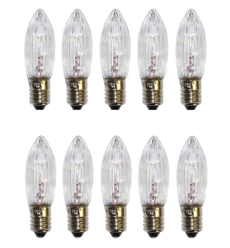 ShuoHui Spitzkerze E10 12V 3W Ersatzbirnen Glühbirnen Topkerze für Lichterketten und Schwibbögen 2700K 30LM (10) ShuoHui Spitzkerze E10 12V 3W Ersatzbirnen Glühbirnen Topkerze für Lichterketten und Schwibbögen 2700K 30LM (10) von ShuoHui