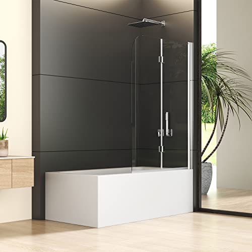 Goezes 110X140CM Duschwand für Badewanne 6mm Nano Glas Doppel Faltbar Duschabtrennung Badewanne Duschabtrennung für Badewanne von 通用