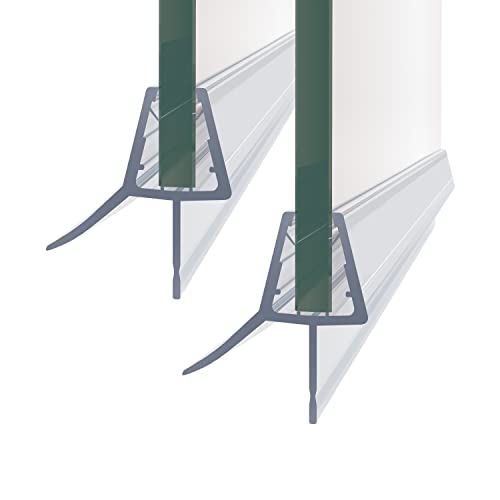 通用 Transparent PVC Duschabtrennung Duschdichtung 2x100cm für Glastür 4-6mm, UV- und Schimmelresistent, Modern, Aufkleben, Polyvinylchlorid, Klares Glas, 2 Stück von 通用