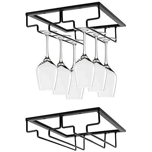 通用 2 Stück Glastür, 2 Reihen, Glastür, zum Aufhängen, Weinglashalterung, Unterschrank, mit Schrauben, Halterung aus Eisen für Weinglas, 2 Reihen, für Bar Küche von 通用