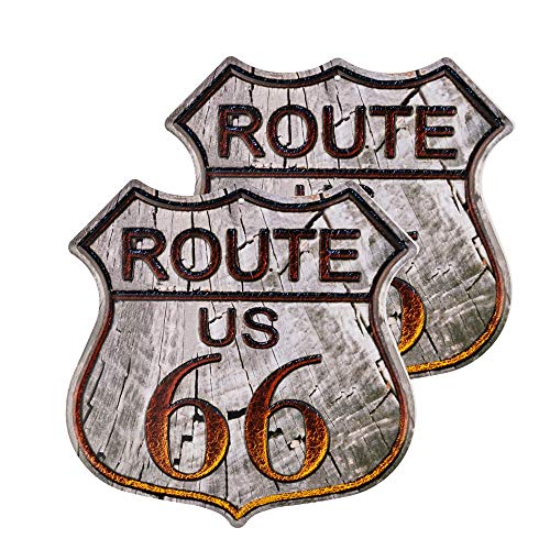 不适用 2 Stück Route 66 Schilder, Vintage Metall Shop Schild, US 66 High Way Road Blechschild für Haus & Garage Wanddekoration von 不适用