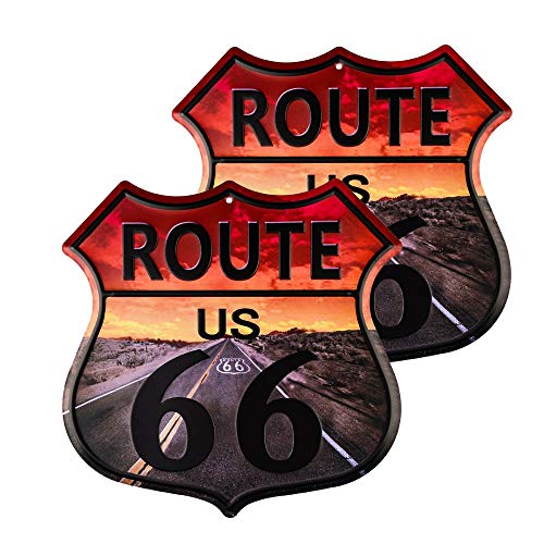 不适用 2 Stück Route 66 Vintage Metallschild mit Highway Road - Distressed Reproduktion des alten U.S. Rt. 66 Shield von 不适用