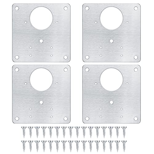 4 Stück Schrank Scharnier Reparaturplatte, Küchenscharnier Reparaturplatten, Aufschraubscharniere Reparaturklammern mit Loch, Möbelscharnier Platte für Schrank Möbel Schublade Fenster von PanBeiQiWEU