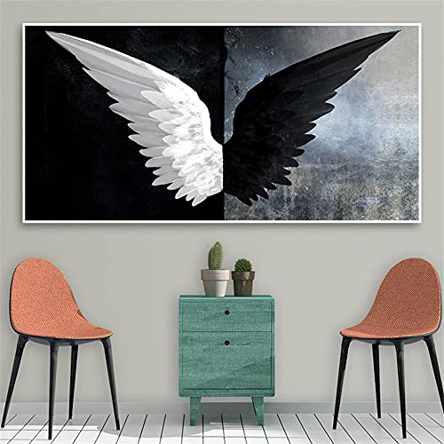 5D Diamant Painting kit Vollbohrer Malen nach Zahlen, Schwarz-weiße Engelsflügel Diamond Painting Bilder, DIY Diamant Gemälde für Erwachsene Stickerei Kreuzstich Wanddekorationen Round drill 70x140cm 5D Diamant Painting kit Vollbohrer Malen nach Zahlen, Schwarz-weiße Engelsflügel Diamond Painting Bilder, DIY Diamant Gemälde für Erwachsene Stickerei Kreuzstich Wanddekorationen Round drill 70x140cm von 壱岐の華