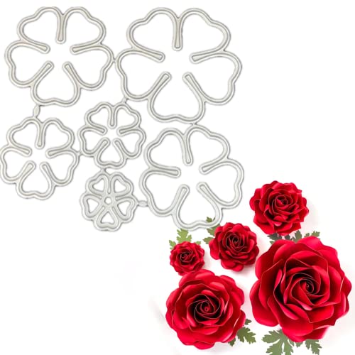 6 Pack 3D Rose Flower Metal Die Cuts,Wedding Flower Leaf Leaves Cutting Dies Cut Stencils 3D Metal Stencil Template for DIY Craft Handmade Embossing Scrapbooking DIY Card Crafts Making von 通用