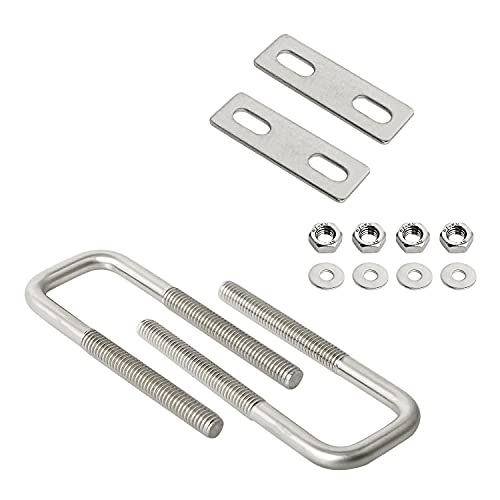 Aoje-Link Quadratischer U-Bolzen 20 mm Innenbreite M6 Gewinde 304 Edelstahl Silber mit Plattenmuttern Flache Unterlegscheiben, 2 Stück von 通用
