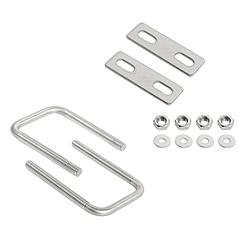Aoje-Link Vierkant-Bolzen, 35 mm, Innenbreite, M6-Gewinde, 304er-Edelstahl, Silber, mit Plattenmuttern, flache Unterlegscheiben, 2 Stück von 通用